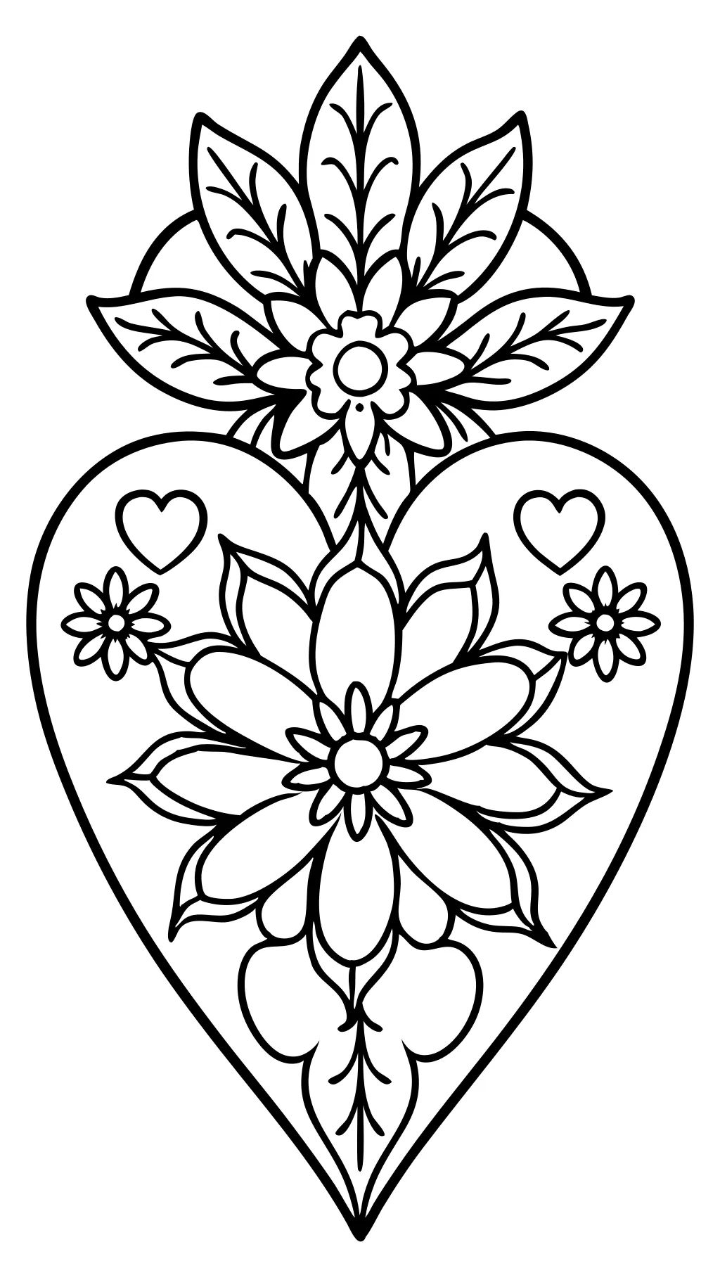 flower heart coloring pages